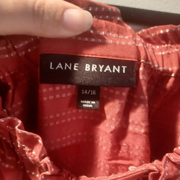 NWT Lane Bryant Orange and Silver Off The Shoulder Blouse in Size 14/16 - Picture 2 of 9